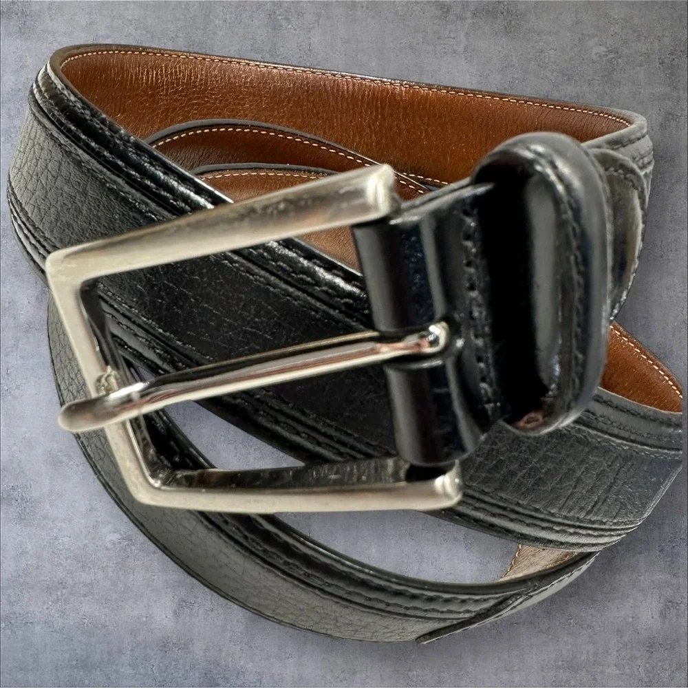 Johnston Murphy Size 38‎ Black Leather Belt 75-70040